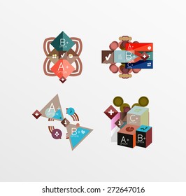 Set of abstract geometric shapes with options. Infographic banners, layouts. Paper graphics