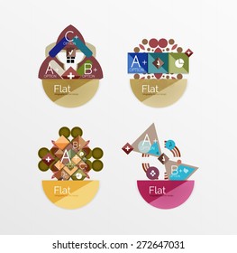 Satz abstrakter geometrischer Formen mit Optionen. Infografische Banner, Layouts. Papiergrafik