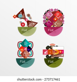 Set of abstract geometric shapes with options. Infographic banners, layouts. Paper graphics