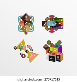 Set of abstract geometric shapes with options. Infographic banners, layouts. Paper graphics
