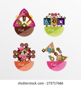 Set of abstract geometric shapes with options. Infographic banners, layouts. Paper graphics