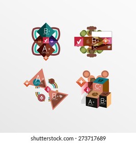 Set of abstract geometric shapes with options. Infographic banners, layouts. Paper graphics