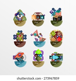 Set of abstract geometric shapes with options. Infographic banners, layouts. Paper graphics