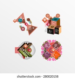 Set of abstract geometric shapes with options. Infographic banners, layouts. Paper graphics