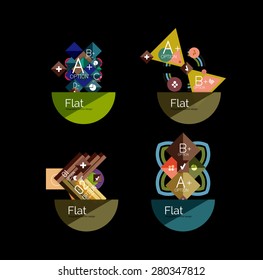 Set of abstract geometric shapes with options. Infographic banners, layouts. Paper graphics