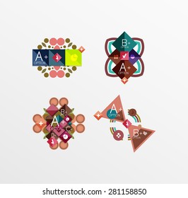 Conjunto de formas geométricas abstractas con opciones. Banners infográficos, diseños. Gráficos de papel