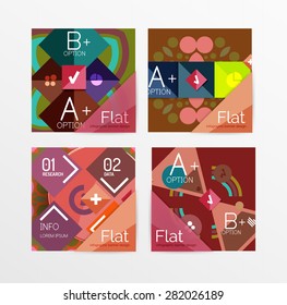 Set of abstract geometric shapes with options. Infographic banners, layouts. Paper graphics