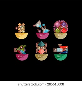 Set of abstract geometric shapes with options. Infographic banners, layouts. Paper graphics