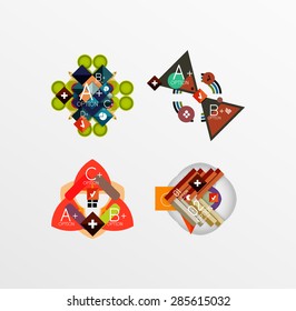 Set of abstract geometric shapes with options. Infographic banners, layouts. Paper graphics