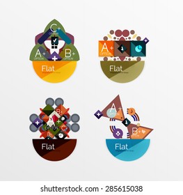 Set of abstract geometric shapes with options. Infographic banners, layouts. Paper graphics