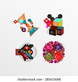 Conjunto de formas geométricas abstractas con opciones. Banners infográficos, diseños. Gráficos de papel