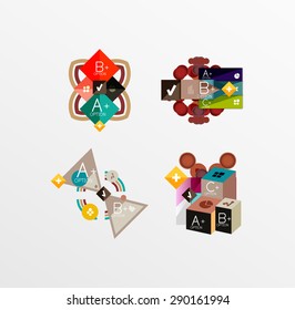 Set of abstract geometric shapes with options. Infographic banners, layouts. Paper graphics