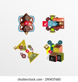 Set of abstract geometric shapes with options. Infographic banners, layouts. Paper graphics
