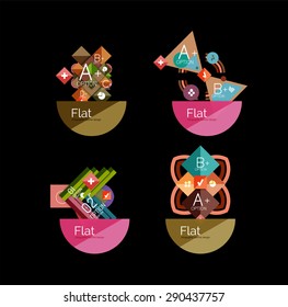 Set of abstract geometric shapes with options. Infographic banners, layouts. Paper graphics
