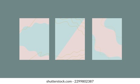 Set of abstract geometric shapes in pastel colors. Vector illustration.
