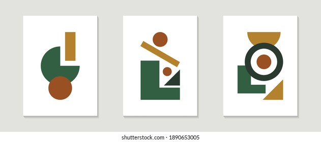 Afiche de conjunto de formas geométricas abstractas, collage abstracto contemporáneo de formas geométricas en un estilo moderno, vector de formas perfecto para impresiones, empaque, arte mural, medios sociales