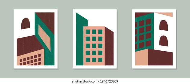 Set of abstract geometric shapes poster, Abstract contemporary collage of geometric shapes in a modern trendy style, Perfect shapes vector for prints, cover, packaging, wall art, social media