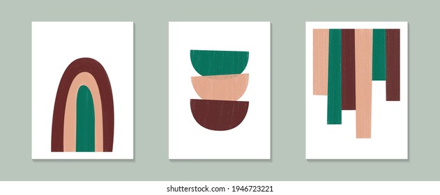 Set of abstract geometric shapes poster, Abstract contemporary collage of geometric shapes in a modern trendy style, Perfect shapes vector for prints, cover, packaging, wall art, social media