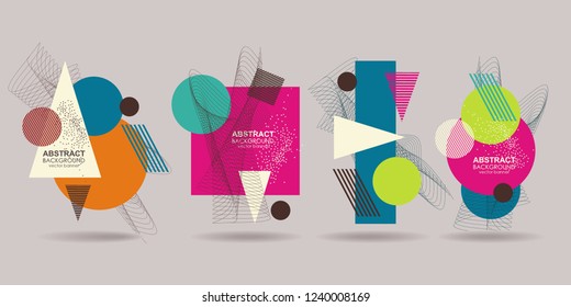 Set of abstract geometric shapes, retro design  for brochure, banner, flyer and poster,flat style. 