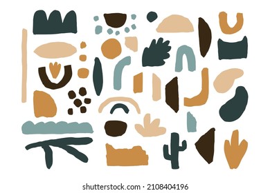 Set of abstract geometric shapes. Simple hand drawn organic forms design. Vector doodle illustration for social media post decoration, stickers, scrapbooking