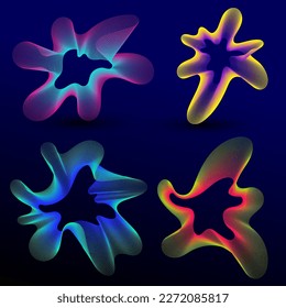 Conjunto de formas geométricas abstractas que marcan tendencias en elementos de diseño de línea futurista de color, formas infográficas. Vector moderno de moda retro futurismo digital vaporwave. Ilustración retrofuturista para UI y UX