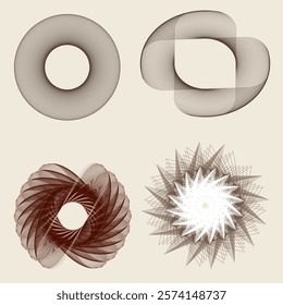 Set of Abstract geometric shapes trending futuristic line design elements, infographic shapes. Vector illustration.