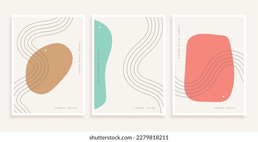 set of abstract geometric shapes wallpaper in boho pattern vector