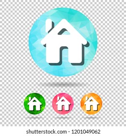 set of abstract geometric spherical home icons from triangular faces for graphic design 