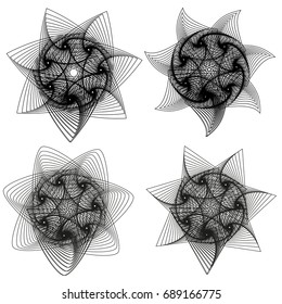 Set of abstract geometric spirograph background. vector illustration. EPS10