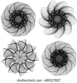 Set of abstract geometric spirograph background. vector illustration. EPS10