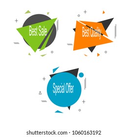 set of abstract geometric star burst best sale special offer best quality sticker label banner icon element illustration vector