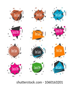 set of abstract geometric star burst best sale special offer best quality sticker label banner icon element illustration vector