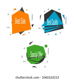 set of abstract geometric star burst best sale special offer best quality sticker label banner icon element illustration vector