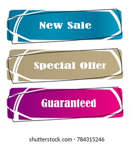 set of abstract geometric sticker sale banner label isolated