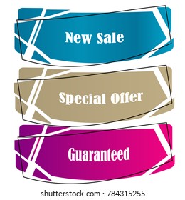 set of abstract geometric sticker sale banner label isolated