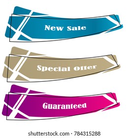 set of abstract geometric sticker sale banner label isolated