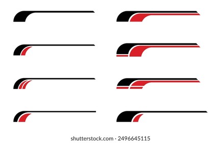 Set of abstract geometric stripes racing style car body wrap stickers