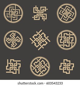 Set of abstract geometric symbols. Celtic.