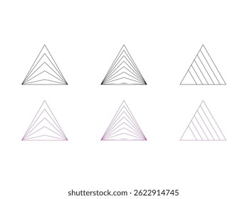 set of abstract geometric triangle symbol icon design vector isolated transparent background