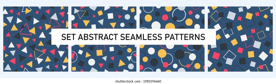 Set abstract geometric vector seamless pattern. Abstract contemporary modern trendy vector illustration. Texture for design of wallpaper, poster, illustration