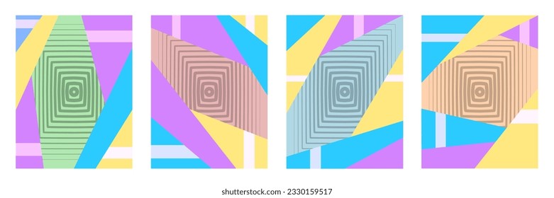 Set of abstract geometric vertical posters