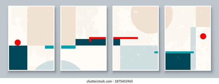 Set of Abstract Geometric Wall Art. Mid Century Illustration in Minimal Style for Wall Decoration Background. Modern art vector Illustration