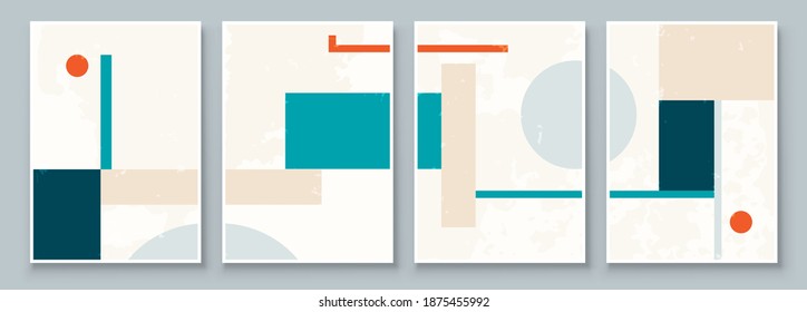 Set of Abstract Geometric Wall Art. Mid Century Illustration in Minimal Style for Wall Decoration Background. Modern art vector Illustration