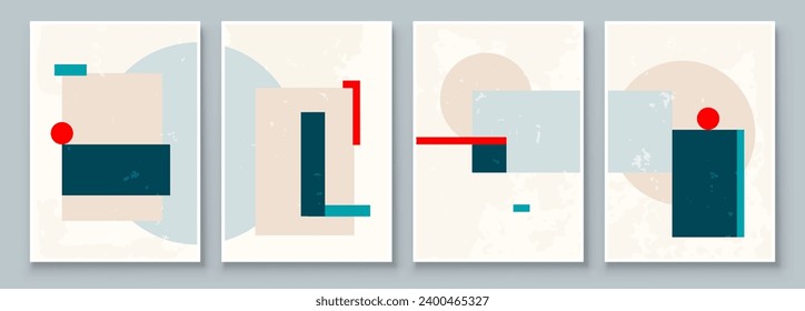 Set of Abstract Geometric Wall Art. Mid Century Illustration in Minimal Style for Wall Decoration Background. Modern art vector Illustration