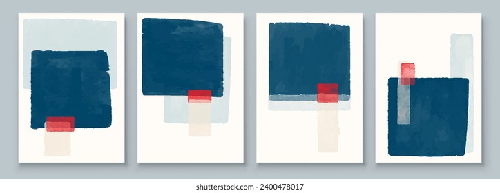 Conjunto de arte geométrico abstracto de pared. Ilustración de mediados del siglo en estilo minimalista para el fondo de la decoración de las paredes. Vector de arte moderno Ilustración