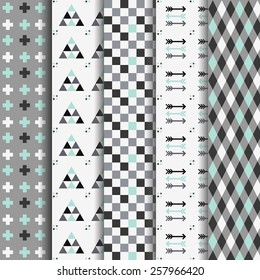 Conjunto de patrones abstractos geométricos aztecos sin fisuras