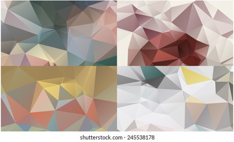 Set of abstract geometrical backgrounds consisting of multicolored triangular polygons