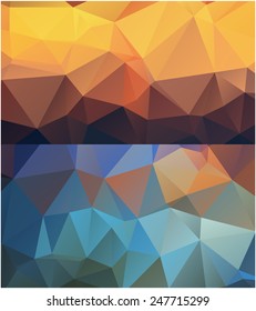 Set of abstract geometrical backgrounds consisting of multicolored triangular polygons