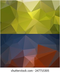Set of abstract geometrical backgrounds consisting of multicolored triangular polygons