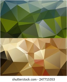 Set of abstract geometrical backgrounds consisting of multicolored triangular polygons